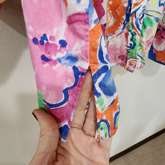 Lauren Ralph Lauren Blouse Abstract Floral Paisley Watercolor Pastel size 3X - Picture 6 of 7